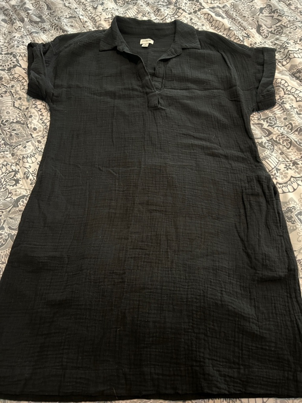J. Crew Black Gauze Polo Shirt Dress